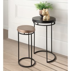  Rousseau Juego de mesas auxiliares 2 piezas Cameo metal negro y dorado