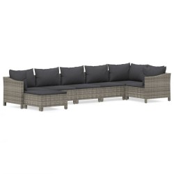vidaXL Set de muebles de jardín 7 pzas y cojines ratán sintético gris
