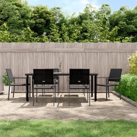 vidaXL Juego de comedor para jardín 7 piezas ratán sintético y acero