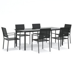 vidaXL Juego de comedor para jardín 7 piezas ratán sintético y acero