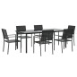 vidaXL Juego de comedor para jardín 7 piezas ratán sintético y acero