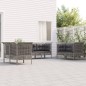 vidaXL Set de muebles de jardín 6 pzas y cojines ratán sintético gris vidaXL Set de muebles de jardín 6 pzas y cojines ratán sintético gris
