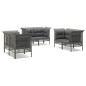 vidaXL Set de muebles de jardín 6 pzas y cojines ratán sintético gris vidaXL Set de muebles de jardín 6 pzas y cojines ratán sintético gris