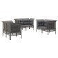 vidaXL Set de muebles de jardín 6 pzas y cojines ratán sintético gris vidaXL Set de muebles de jardín 6 pzas y cojines ratán sintético gris