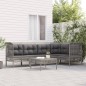 vidaXL Set de muebles de jardín 6 pzas y cojines ratán sintético gris vidaXL Set de muebles de jardín 6 pzas y cojines ratán sintético gris