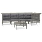 vidaXL Set de muebles de jardín 6 pzas y cojines ratán sintético gris vidaXL Set de muebles de jardín 6 pzas y cojines ratán sintético gris