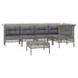 vidaXL Set de muebles de jardín 6 pzas y cojines ratán sintético gris vidaXL Set de muebles de jardín 6 pzas y cojines ratán sintético gris