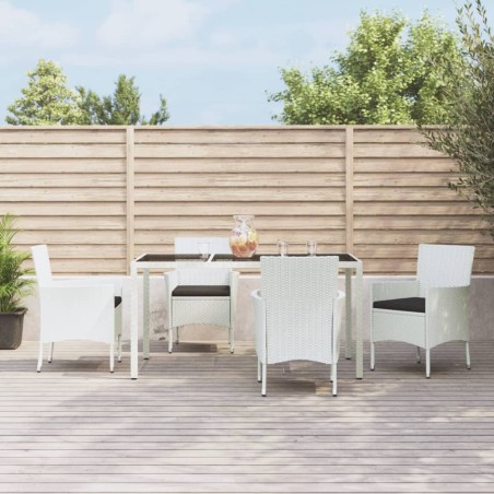 vidaXL Set comedor de jardín 5 pzas con cojines ratán sintético blanco