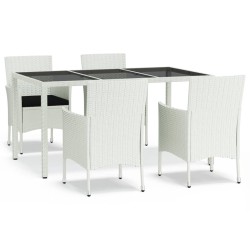 vidaXL Set comedor de jardín 5 pzas con cojines ratán sintético blanco