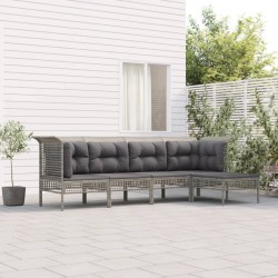 vidaXL Set de muebles de jardín 5 pzas y cojines ratán sintético gris