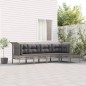 vidaXL Set de muebles de jardín 5 pzas y cojines ratán sintético gris vidaXL Set de muebles de jardín 5 pzas y cojines ratán sintético gris