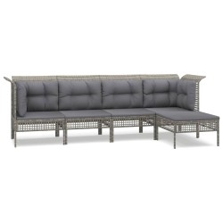 vidaXL Set de muebles de jardín 5 pzas y cojines ratán sintético gris