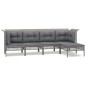 vidaXL Set de muebles de jardín 5 pzas y cojines ratán sintético gris vidaXL Set de muebles de jardín 5 pzas y cojines ratán sintético gris