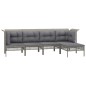 vidaXL Set de muebles de jardín 5 pzas y cojines ratán sintético gris vidaXL Set de muebles de jardín 5 pzas y cojines ratán sintético gris