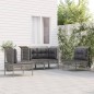 vidaXL Set de muebles de jardín 4 pzas y cojines ratán sintético gris vidaXL Set de muebles de jardín 4 pzas y cojines ratán sintético gris