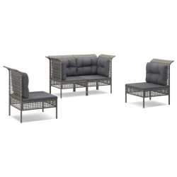 vidaXL Set de muebles de jardín 4 pzas y cojines ratán sintético gris