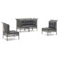 vidaXL Set de muebles de jardín 4 pzas y cojines ratán sintético gris vidaXL Set de muebles de jardín 4 pzas y cojines ratán sintético gris