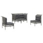 vidaXL Set de muebles de jardín 4 pzas y cojines ratán sintético gris vidaXL Set de muebles de jardín 4 pzas y cojines ratán sintético gris