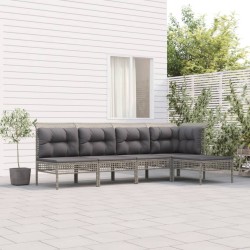 vidaXL Set de muebles de jardín 5 pzas y cojines ratán sintético gris