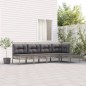 vidaXL Set de muebles de jardín 5 pzas y cojines ratán sintético gris vidaXL Set de muebles de jardín 5 pzas y cojines ratán sintético gris