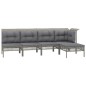 vidaXL Set de muebles de jardín 5 pzas y cojines ratán sintético gris vidaXL Set de muebles de jardín 5 pzas y cojines ratán sintético gris