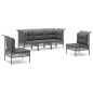 vidaXL Set de muebles de jardín 5 pzas y cojines ratán sintético gris vidaXL Set de muebles de jardín 5 pzas y cojines ratán sintético gris