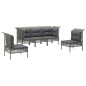 vidaXL Set de muebles de jardín 5 pzas y cojines ratán sintético gris vidaXL Set de muebles de jardín 5 pzas y cojines ratán sintético gris