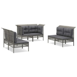vidaXL Set de muebles de jardín 6 pzas y cojines ratán sintético gris