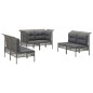 vidaXL Set de muebles de jardín 6 pzas y cojines ratán sintético gris vidaXL Set de muebles de jardín 6 pzas y cojines ratán sintético gris