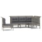 vidaXL Set de muebles de jardín 5 pzas y cojines ratán sintético gris vidaXL Set de muebles de jardín 5 pzas y cojines ratán sintético gris