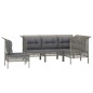 vidaXL Set de muebles de jardín 5 pzas y cojines ratán sintético gris vidaXL Set de muebles de jardín 5 pzas y cojines ratán sintético gris