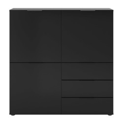 FMD Cómoda con 3 puertas y 3 cajones negro