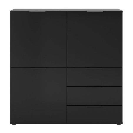 FMD Cómoda con 3 puertas y 3 cajones negro