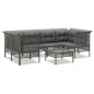 vidaXL Set de muebles de jardín 7 pzas y cojines ratán sintético gris vidaXL Set de muebles de jardín 7 pzas y cojines ratán sintético gris