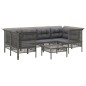 vidaXL Set de muebles de jardín 7 pzas y cojines ratán sintético gris vidaXL Set de muebles de jardín 7 pzas y cojines ratán sintético gris
