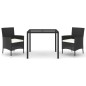 vidaXL Set comedor de jardín 3 pzas con cojines ratán sintético negro vidaXL Set comedor de jardín 3 pzas con cojines ratán sintético negro