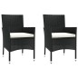 vidaXL Set comedor de jardín 3 pzas con cojines ratán sintético negro vidaXL Set comedor de jardín 3 pzas con cojines ratán sintético negro