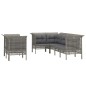 vidaXL Set de muebles de jardín 7 pzas y cojines ratán sintético gris vidaXL Set de muebles de jardín 7 pzas y cojines ratán sintético gris