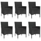 vidaXL Set de comedor de jardín 7 pzas y cojines ratán sintético negro vidaXL Set de comedor de jardín 7 pzas y cojines ratán sintético negro