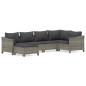 vidaXL Set de muebles de jardín 6 pzas y cojines ratán sintético gris