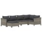vidaXL Set de muebles de jardín 6 pzas y cojines ratán sintético gris