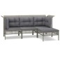 vidaXL Set de muebles de jardín 4 pzas y cojines ratán sintético gris