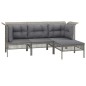 vidaXL Set de muebles de jardín 4 pzas y cojines ratán sintético gris
