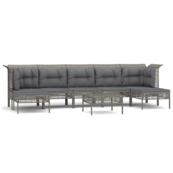 vidaXL Set de muebles de jardín 8 pzas y cojines ratán sintético gris
