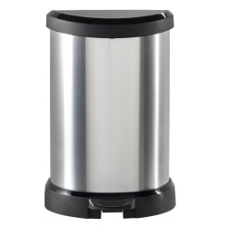 Curver Papelera de pedal Deco Forma D plateada 15 L