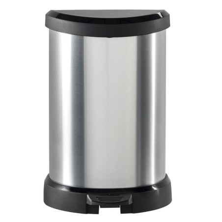 Curver Papelera de pedal Deco Forma D plateada 15 L