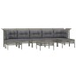 vidaXL Set de muebles de jardín 8 pzas y cojines ratán sintético gris