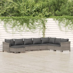 vidaXL Set de muebles de jardín 8 pzas y cojines ratán sintético gris