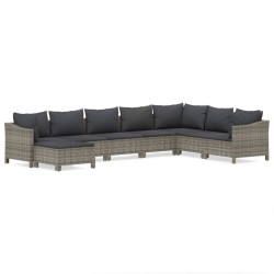 vidaXL Set de muebles de jardín 8 pzas y cojines ratán sintético gris