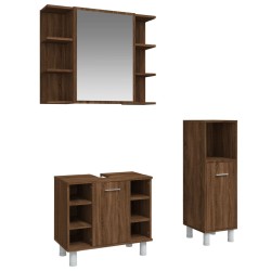 vidaXL Set de muebles de baño 3 pzas madera contrachapada roble marrón